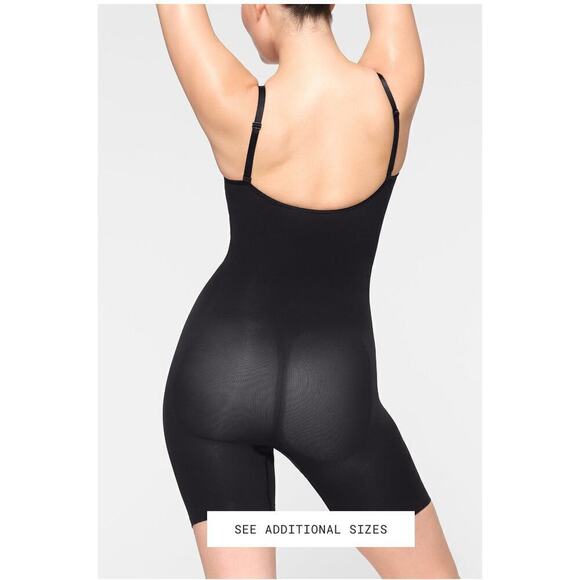 New without tags Skims Seamless Sculpt Mid Thigh Bodysuit SZ L in Black - Picture 2 of 7